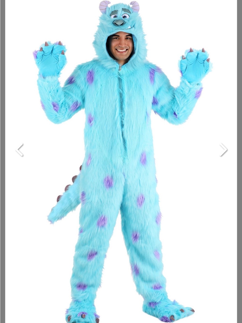 Disney Adult Sulley Costume - Light Blue and Purple Fuzzy Onesie